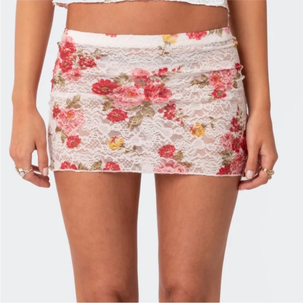 NWT Edikted Portofino Sheer Lace Mini Skirt